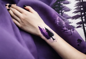 forest, abstract, on hand, no people, purple and black, full tattoo idea