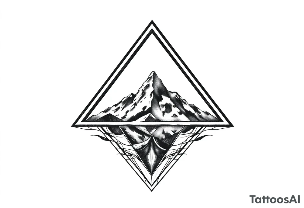 Triangle with mountain inside tattoo idea