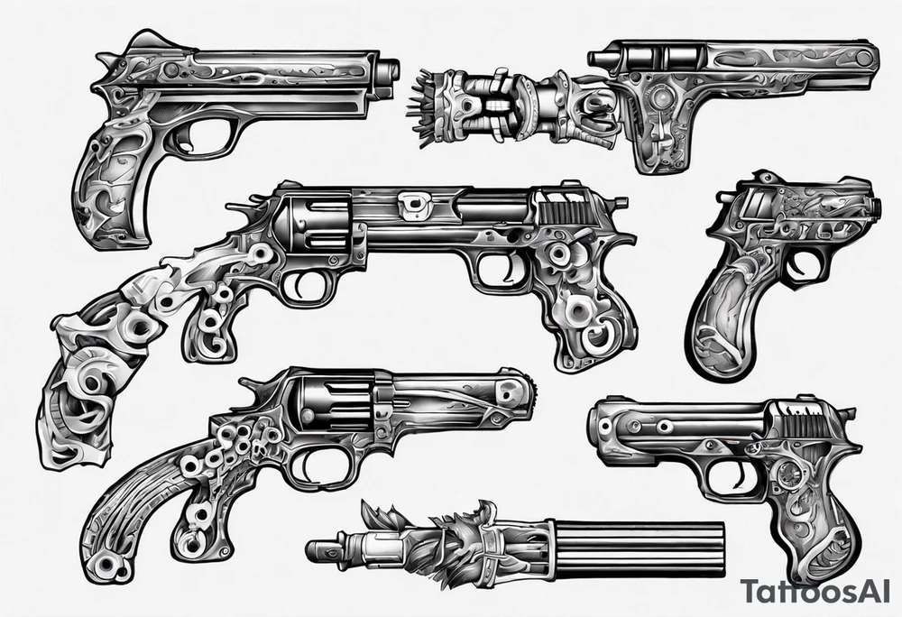 gun with blood tattoo idea