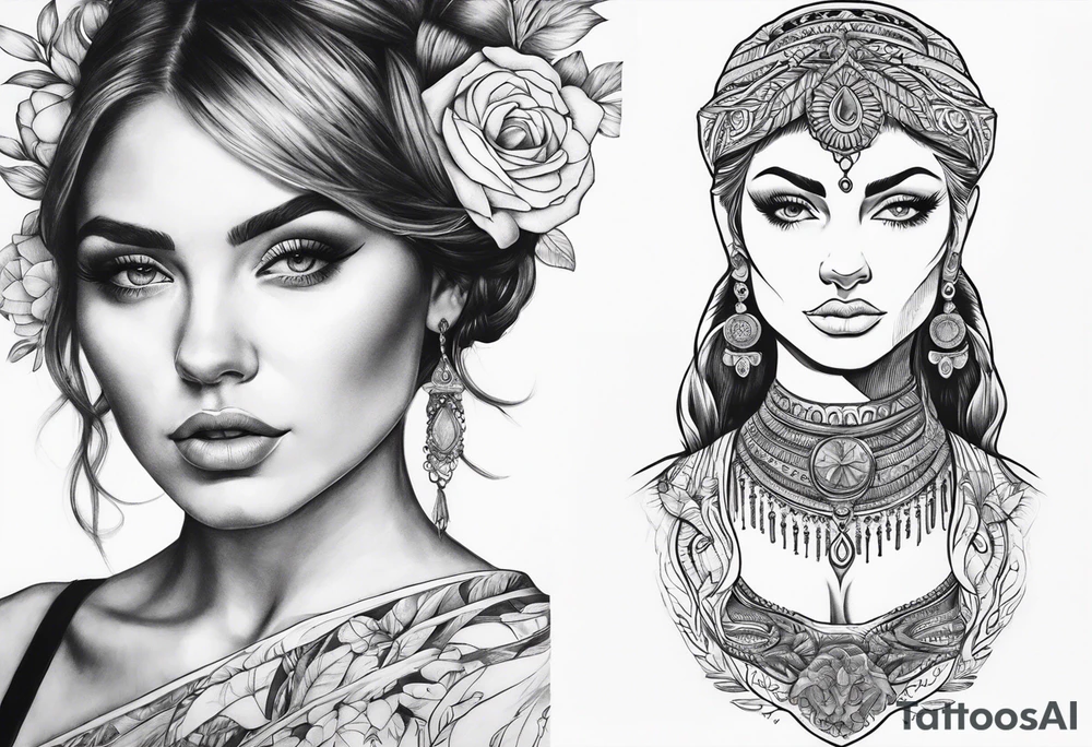 Collarbone tattoo based on evolution of woman tattoo idea