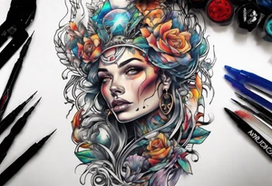 majestic woman by Android Jones tattoo idea