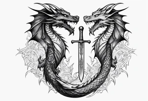 dragon wraps around dagger tattoo idea