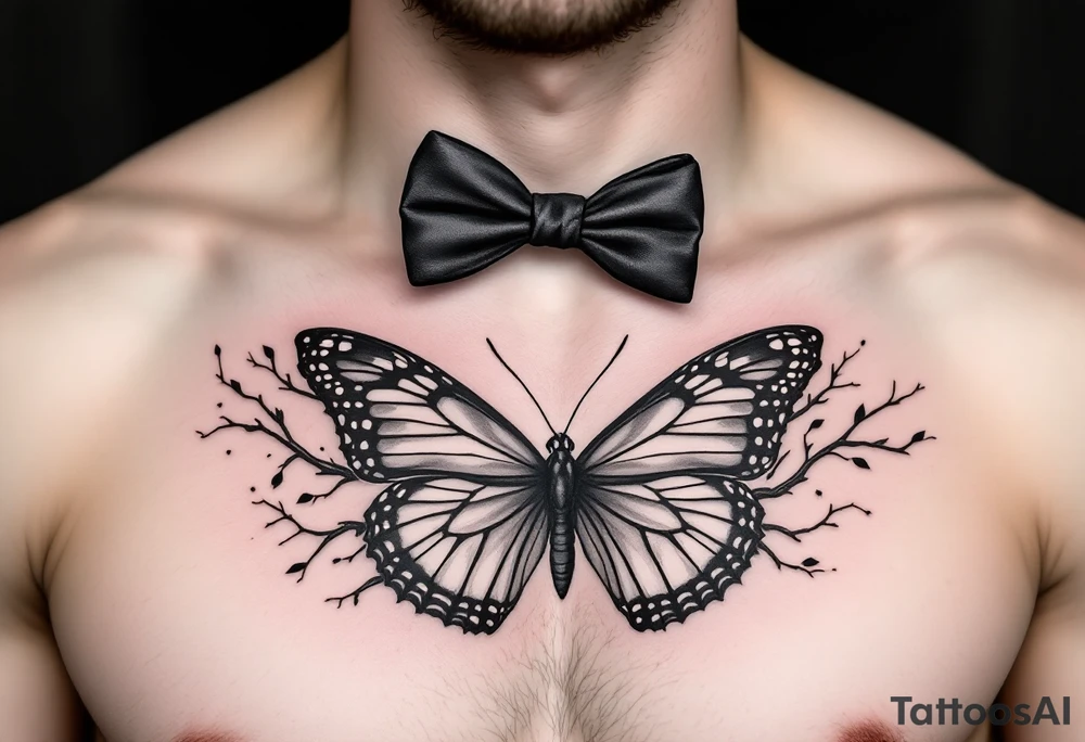 A bow tie and a butterfly tattoo idea