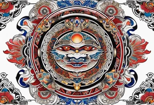 anciest babylonian wisdom strength colerfull tattoo idea