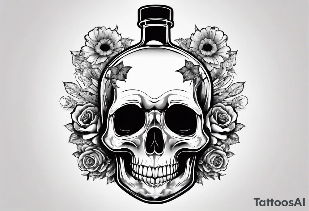 round bottom flask, roller coaster track, skulls, flowers, space with stars tattoo idea