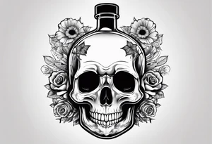 round bottom flask, roller coaster track, skulls, flowers, space with stars tattoo idea