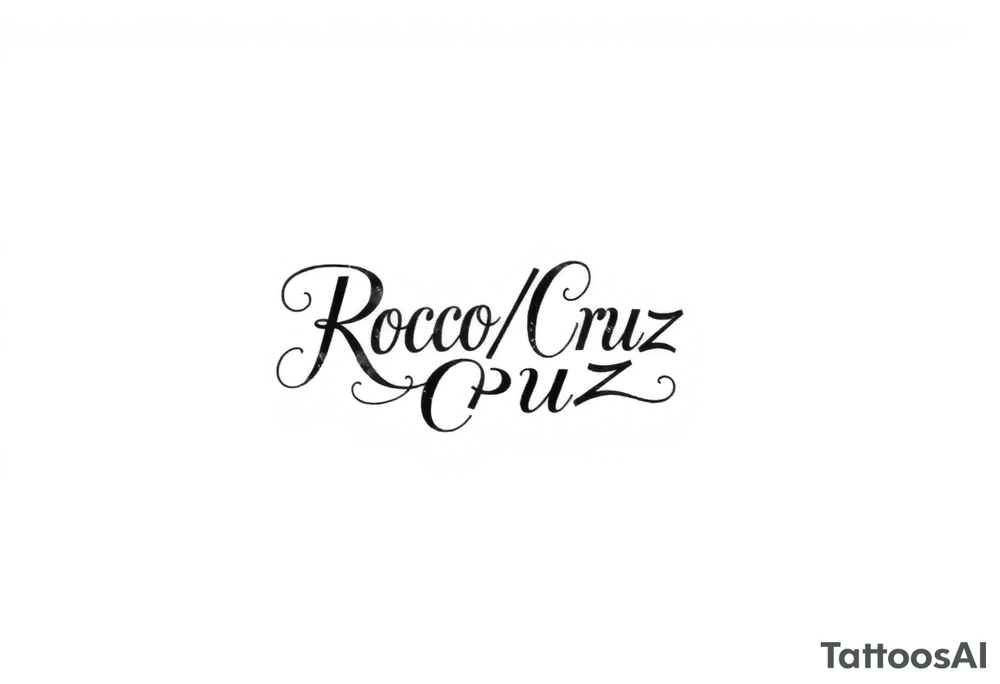 Rocco/Cruz asymmetrical Ambigram in calligraphy tattoo idea