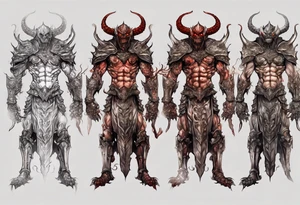 Humanoid demon in plate armor tattoo idea