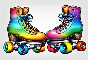 cute rainbow rollerskates on a teddy bear tattoo idea