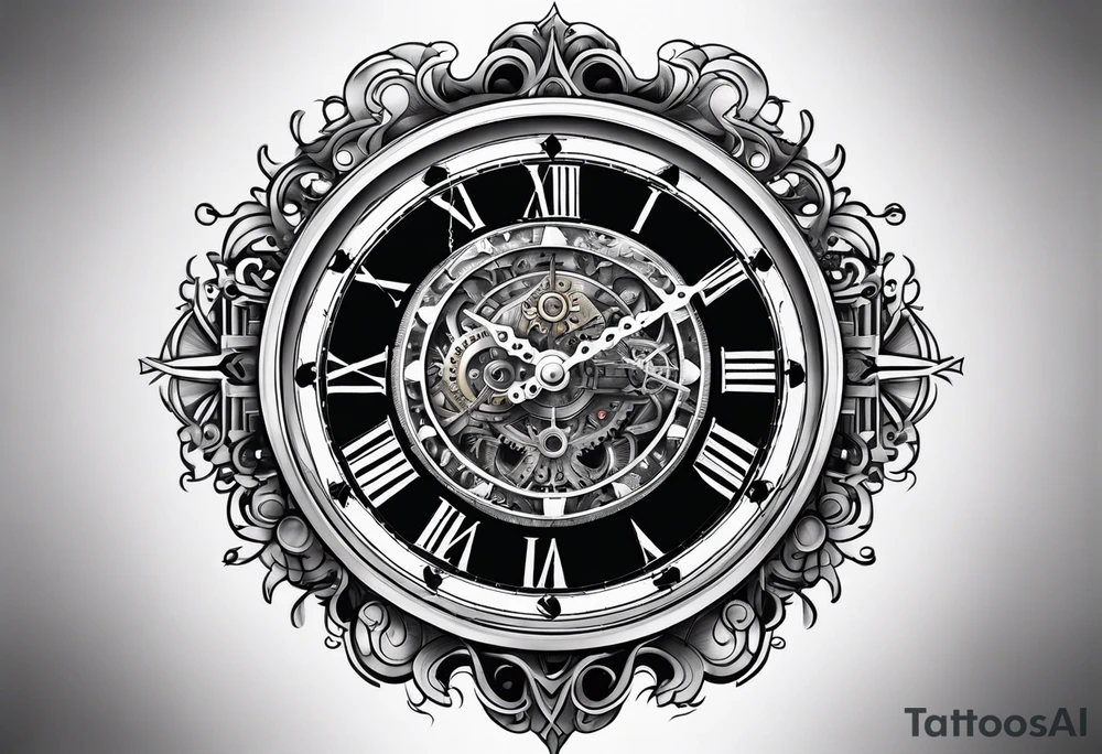 Mechanical clock face tattoo idea