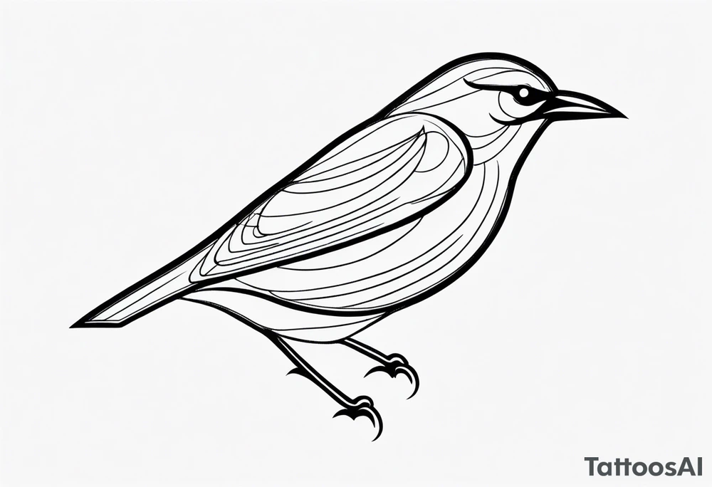 Black and white bird outline tattoo idea