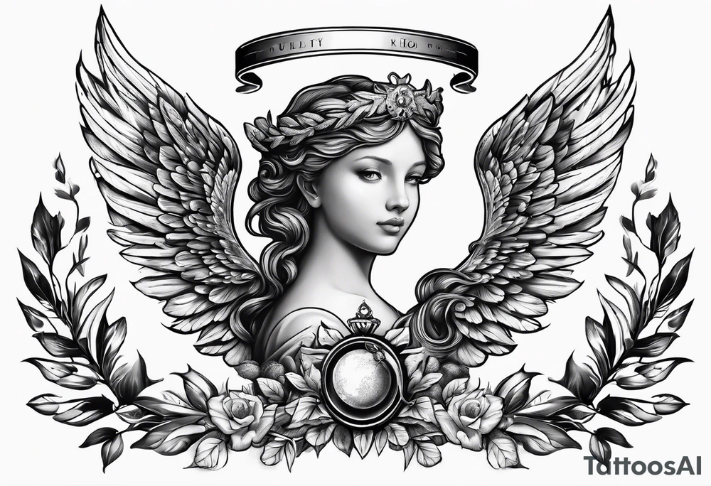 acorn with angel wings and halo tattoo idea