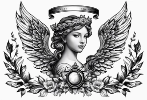 acorn with angel wings and halo tattoo idea