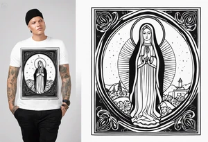 “Totus tuus”
with image of Our Lady of Aparecida outline tattoo idea