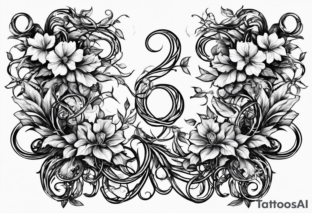 Leafy vines with chain tattoo idea