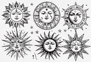 Sun star and moon tattoo idea