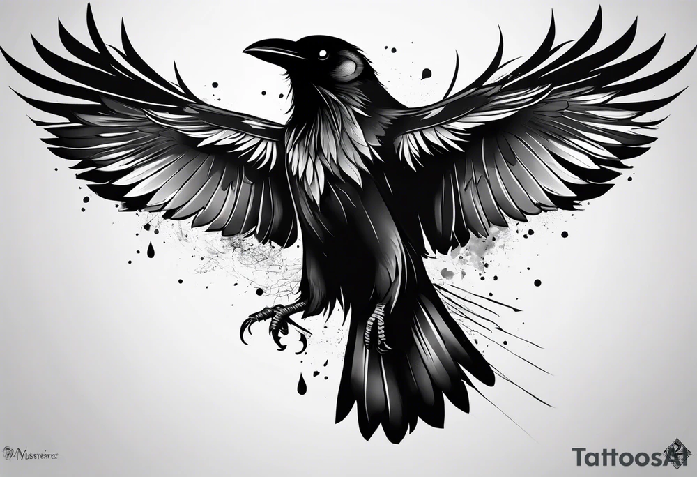 Generate a tattoo of a raven for the forearm tattoo idea