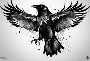 Generate a tattoo of a raven for the forearm tattoo idea
