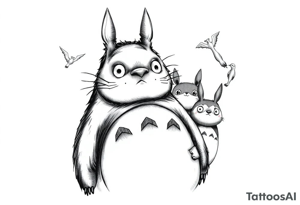 totoro and his friends tattoo idea