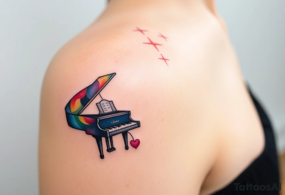dreamy grand piano under the star tattoo idea