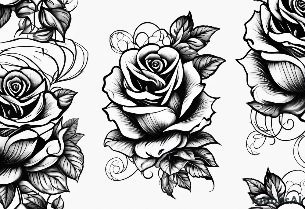 4 roses with a banner tattoo idea