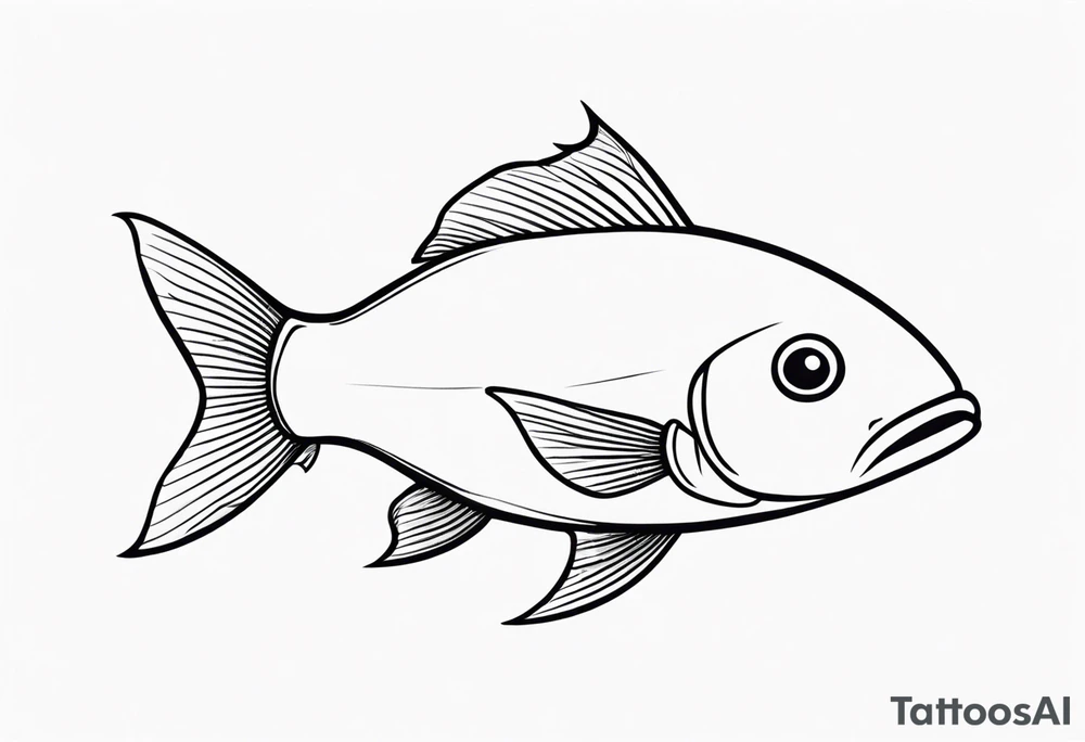 Mean looking minimalist cartoon fish tattoo idea