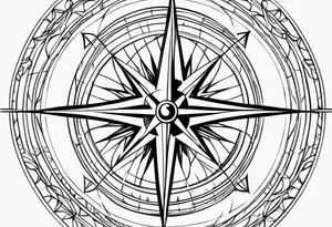simple basic compass rose with long straight lines tattoo idea