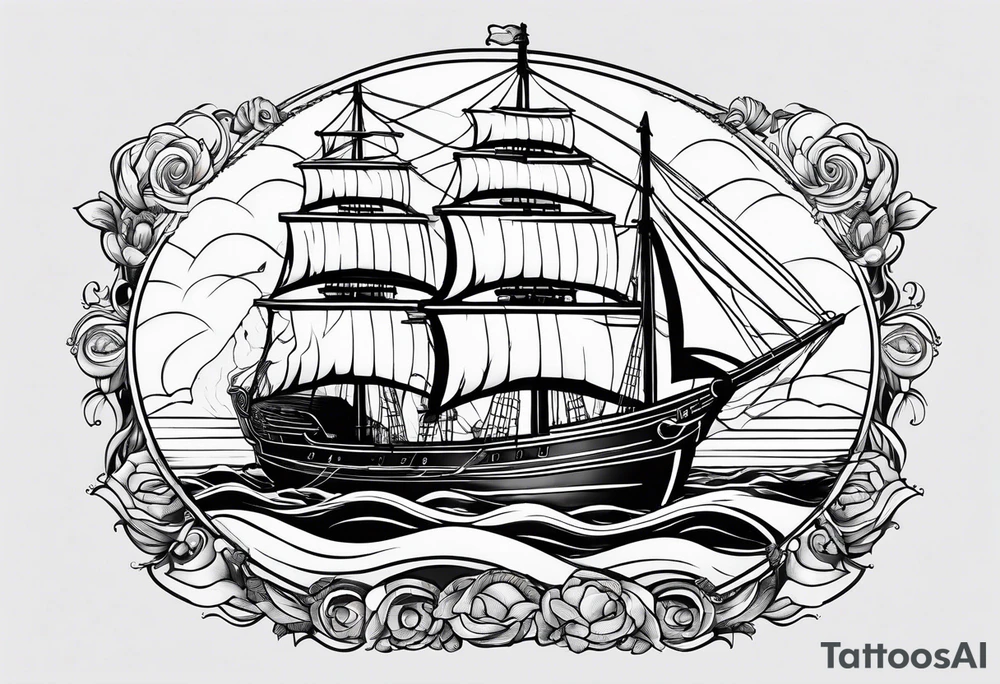 ship in a bottle, but the ship is in a storm tattoo idea