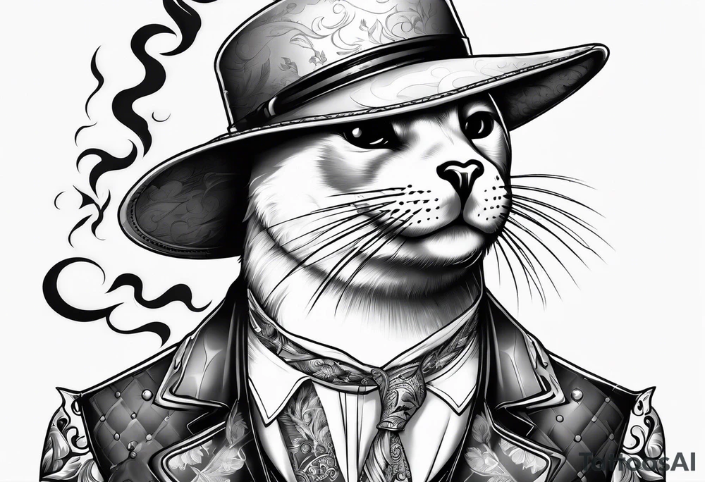 seal smoking cigarette tattoo idea
