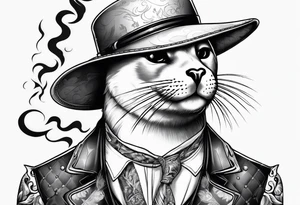 seal smoking cigarette tattoo idea