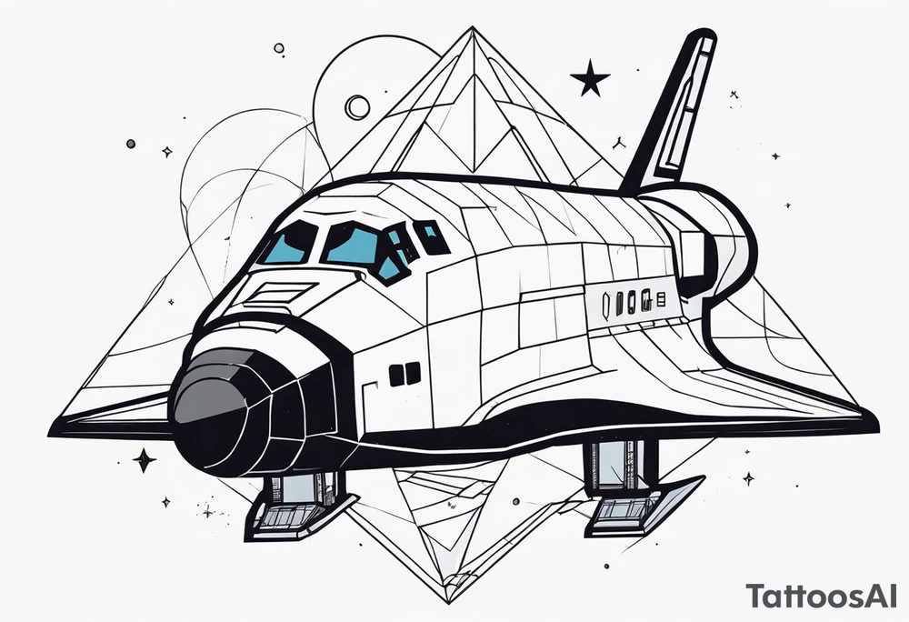 space shuttle broken up into geometric shapes tattoo idea