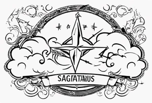a cloud with the word sagittarius with the date 12.08.05 tattoo idea