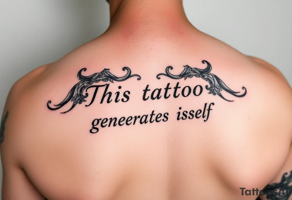 A recursive tattoo design with the text: 'This tattoo generates itself' tattoo idea