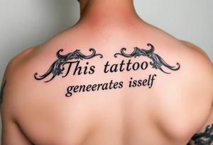 A recursive tattoo design with the text: 'This tattoo generates itself' tattoo idea