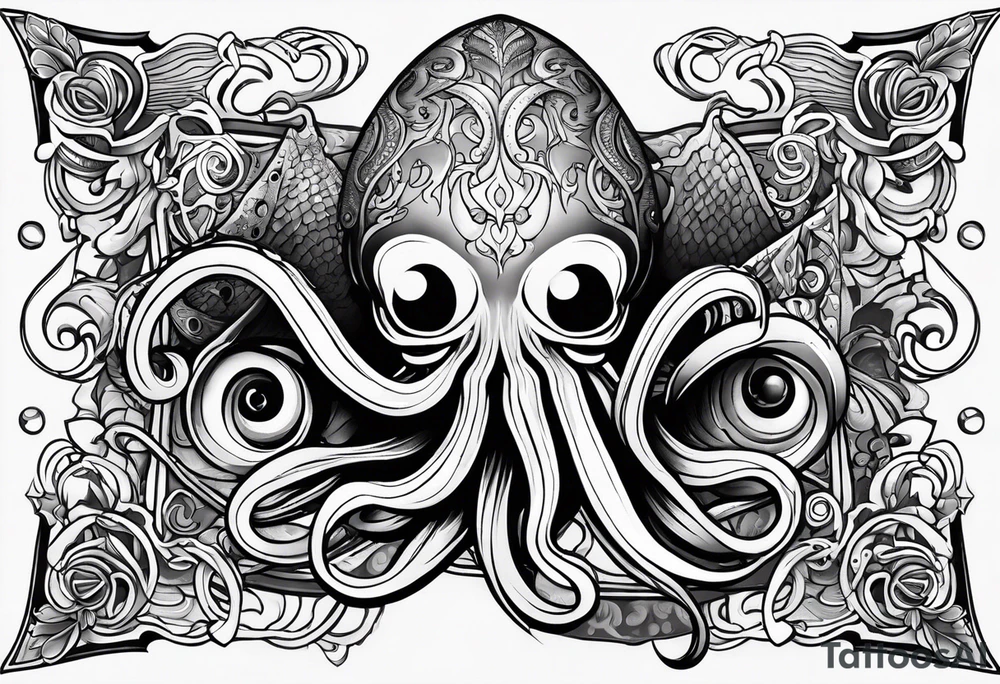 squid using lowbrow art style tattoo idea