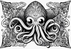 squid using lowbrow art style tattoo idea