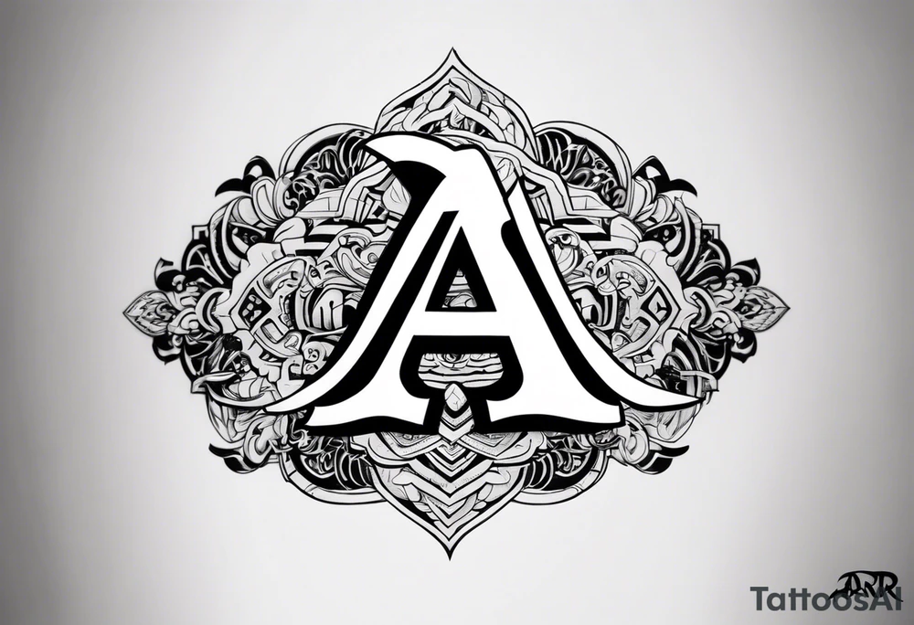 the letters A R in the middle of a ninja headband tattoo idea
