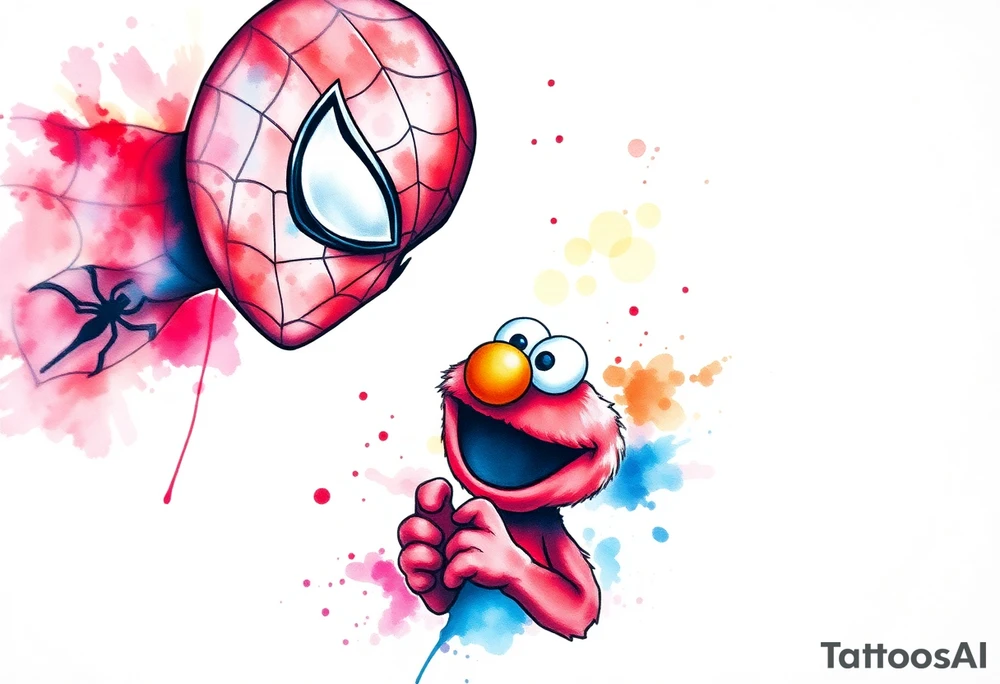 Spider-man and Elmo tattoo idea