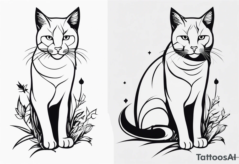 Черная кошка с крыльями бабочки tattoo idea