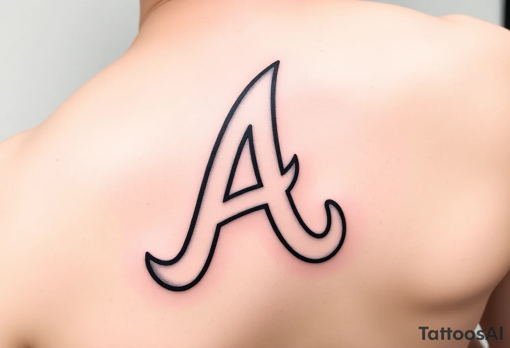 Atlanta Braves letter logo “A” with 3D skyline in the background tattoo idea