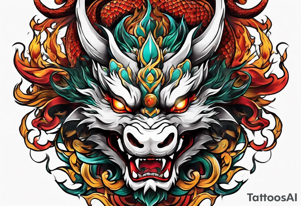 firedragon mask tattoo idea