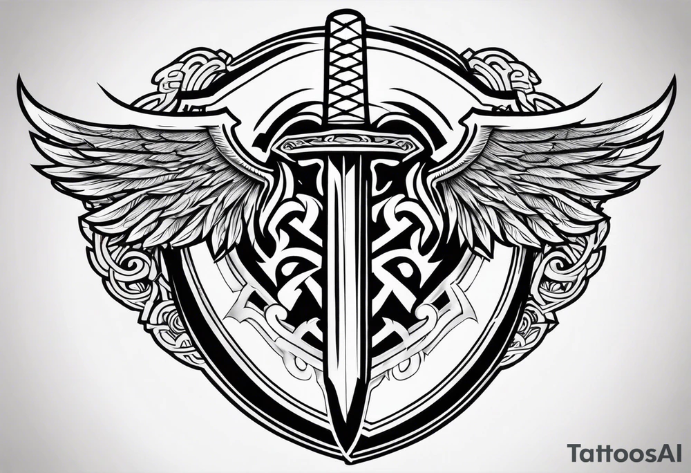 Valhalla sword shield tattoo idea