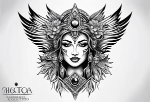 Thigh tattoo of a Powerful women face, motherhood, thunderbird, medical, psychology tattoo idea