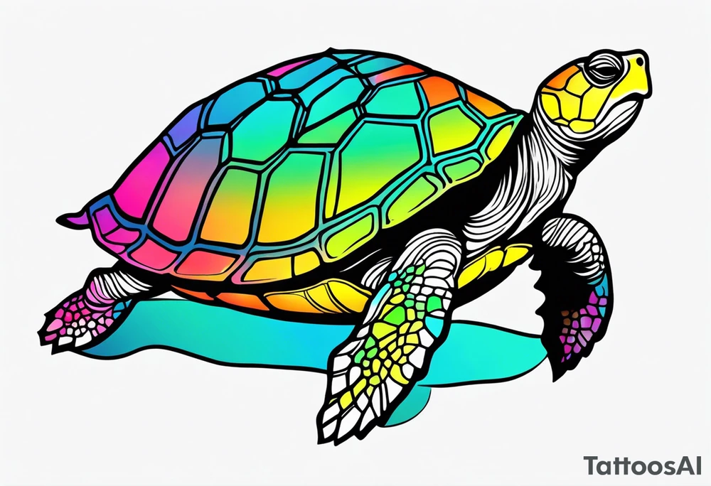 psychedelic turtle, from the top, cute, minimalist tattoo idea
