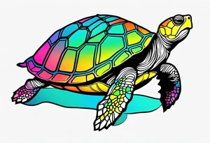 psychedelic turtle, from the top, cute, minimalist tattoo idea