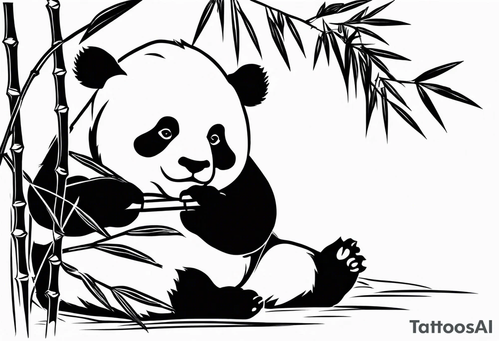 Panda eating or playing with bamboo tattoo idea