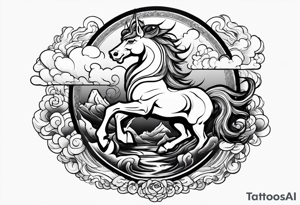 a kirin surrounded by cloud tattoo idea