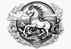 a kirin surrounded by cloud tattoo idea