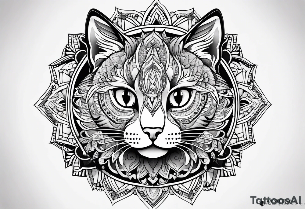 Cat mandala tattoo idea
