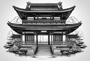 Geisha,samurai,buddah,pagoda,torri gate tattoo idea